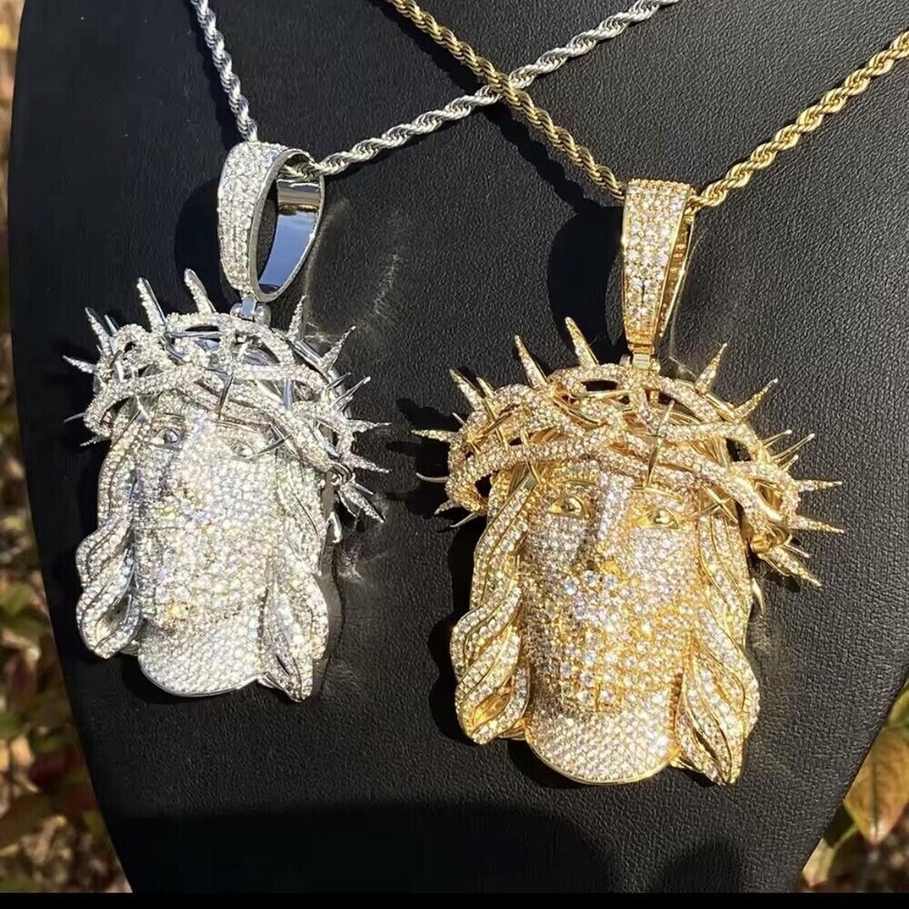 Silver Jesus Piece With Rope 24inch - Picture 3 of 6
